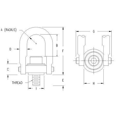 625 Kgs Ext Swivel Hr M12X175 225, 49301